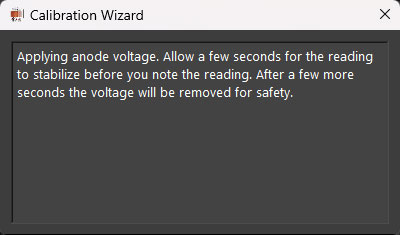 Calibration Wizard - Anode Voltage